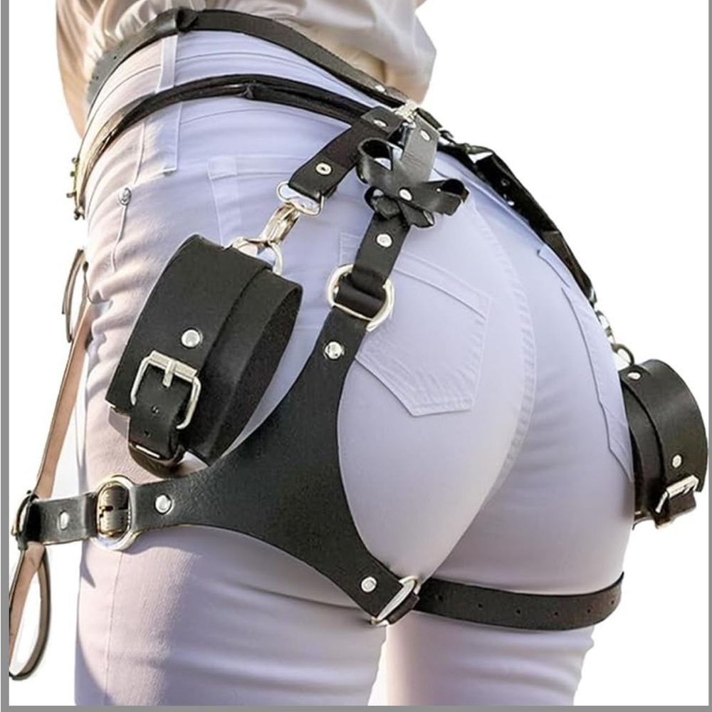 Black Leather Harness Belt